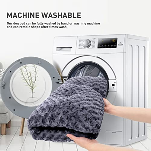 Image of KSIIA Washable Dog Bed Medium Size Dog Crate Bed Pet Mat 29 inchx21 inch Dark Gray | Deluxe Plush Comfy Kennel Pad, Anti-Slip Bottom,Deep Sleeping Mat for Medium Dogs,Machine Washable for Easy Cleaning
