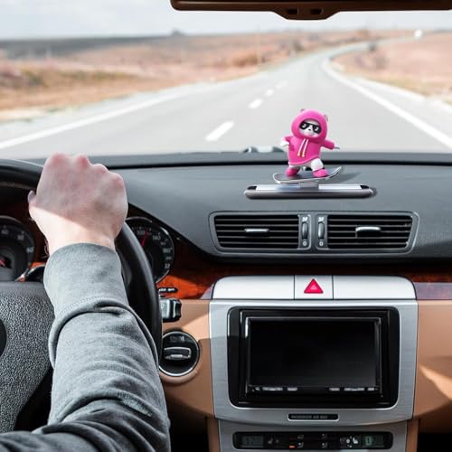 Image of REWOP Skateboarding Panda Car Dashboard Toy -Auto Sliding Motion Decor, Cool Sliding Car Accessory, Fun Car Interior Decoration Accessories (Rasberry Pink)