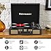 Vinyl Record Player Suitcase with Built-in Speakers, Portable Turntable with RCA, Line in,Bluetooth and Headphone Jack for Records, Vintage LP Player in PU Leather Black