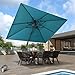 PURPLE LEAF 10FT Cantilever Outdoor Umbrellas Large Patio Umbrella Hanging Double Top Square Offset Umbrella with 360°Rotation Tilting Umbrella Outdoor Patio, Turquoise Blue