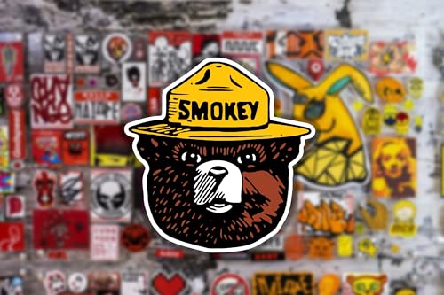 Image of WSQ 2-Pack Smokey Firefighting Awareness Vinyl Sticker Decal - 4.74x4.85 Inches - for Car Truck SUV Van Window Bumper Wall Laptop Tablet Cup Tumbler and Any Smooth Surface