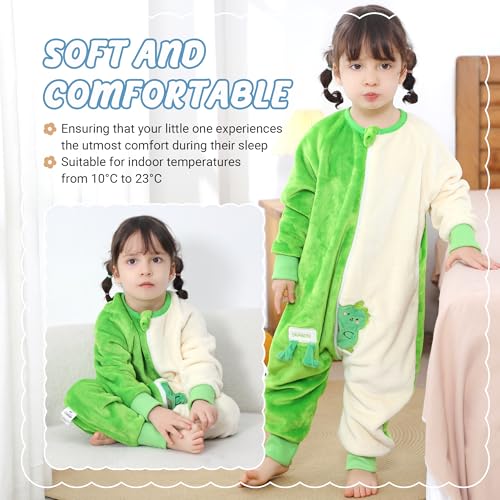 Image of MICHLEY Baby Sleeping Bag Sack Flannel Wearable Blankets Pajamas 1-6Years | Flannel,Unisex Pajamas, Long Sleeve,Zipper, For Autumn Winter,Suitable Girls And Boys,Warm & Breathable