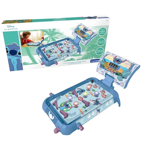 Lexibook, Disney Stitch, Flipper électronique de Table, Jeu d'action et de réflexe pour Les Enfants et la Famille, écran LCD, Effets sonores et Lumineux, Bleu,...