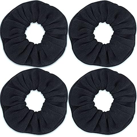 IVARYSS Super Towel Scrunchies for Drying Hair, Absorbent and Soft Microfiber for Frizz Free, Large Thick Ponytail Holder Wet Hair Accessories for Women and Girls, 4 PCS (Black) Cover
