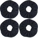 IVARYSS Super Towel Scrunchies for Drying Hair, Absorbent and Soft Microfiber for Frizz Free, Large Thick Ponytail Holder Wet Hair Accessories for Women and Girls, 4 PCS (Black)