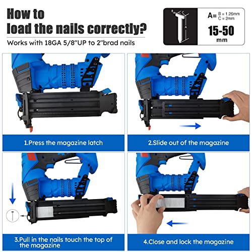 Kelde Cordless Brad Nailer Kit,18 Ga Pneumatic-Electric Nail Gun Battery Powered 5/8 To 2 Inch Pin Nailer With 2Pcs Li-On Batteries,1500Pcs Nails For Roofing, Upholstery, Carpentry, Wood #TOP3