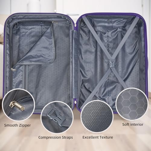 Image of LARVENDER Luggage Sets 5 Piece, PC+ABS Expandable Suitcases with Wheels