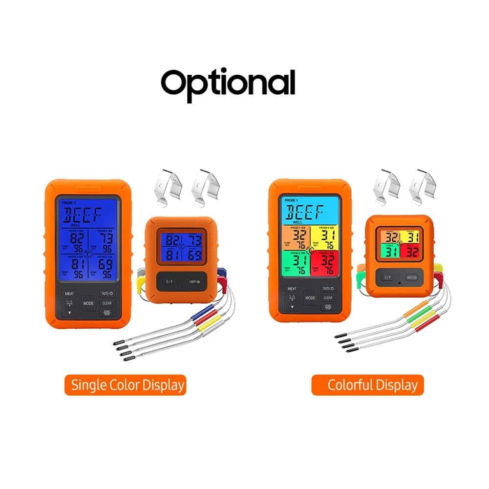 Termometro digitale per carne, per barbecue, con timer, 4 sonde, allarme di temperatura, termometro da cucina (A) facile da usare