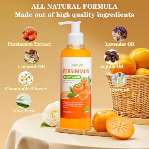 Image of Persimmon Body Wash for Old People Smell, Natural Deodorant Bar Soap for Strong Odor Smelly Feet Remove, Cleansing Body Deodorizing with Persimmon & Green Tea Extracts (Pack of 3)