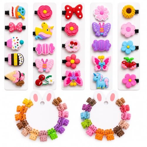 Image of 50 Pcs Hair Accessories for Kids Girls | 40 Mini Claw Clips & 10 Cute Baby Hair Clips Combo | Hair Accessories for Baby Girl | Kids Hair Clips Set for Daily Wear | Mixed Designs