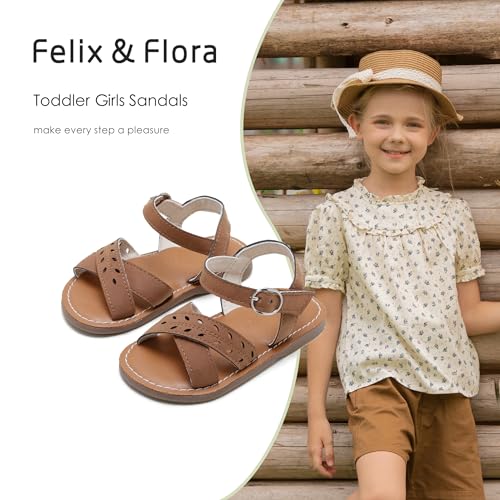 Image of Felix & Flora Toddler Girl Sandals - Little Girl Easter Dress Shoes Lightweight Open Toe Beach Holiday Flats