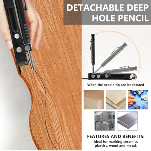ECHOBUY Multifunktionales Anreißwerkzeug Holzbearbeitung Anreißwerkzeug mit Tieflochstift Konstruktionsbleistift DIY Anreißlehre Anreißer für Holz Metall Keramik