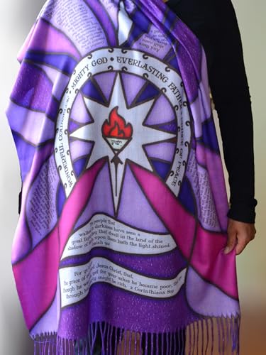 The Advent Scarf - Purple Stained Glass Bible Scripture Warm Holiday Scarf - Christian Christmas Gift4