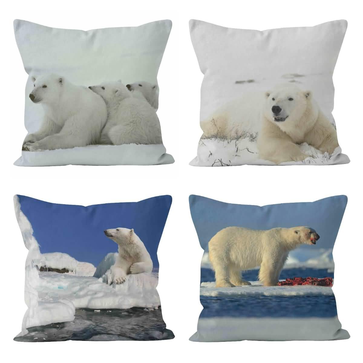 Taie d'oreiller personnalisée ours blanc en lin imperméable CEVAN 50x50cm