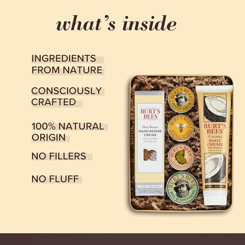 burt39s bees gifts ideas - classics set 6 products in giftable tin  cuticle cream hand salve lip balm res-q ointment hand repair and foot cream