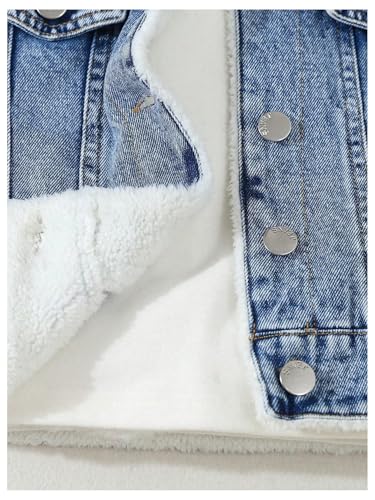 Verdusa Boy's Fleece Denim Jacket Long Sleeve Button Down Casual Thermal Jean Jacket Coats4