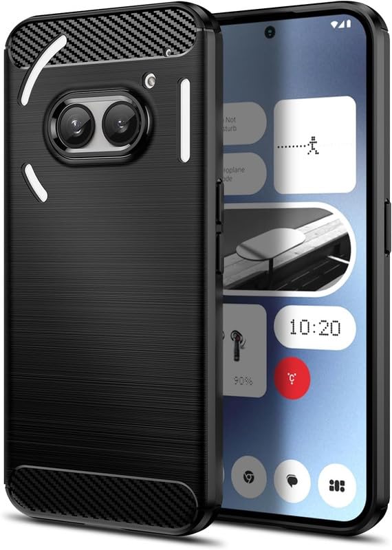 Image of NPRC Hybrid Ultra Slim Protective Case TPU Non-Slip Carbon Fiber Texture Shockproof Case Cover for Nothing Phone 2A - Black