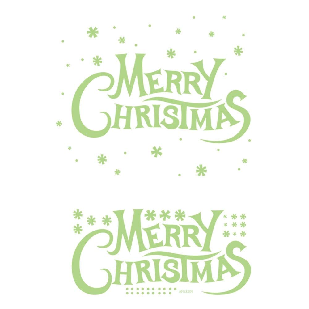 2PCS Merry Xmas Luminous Stickers, Glow in The Dark Stickers Christmas Letters Fluorescent Sticker for Xmas Home Decor