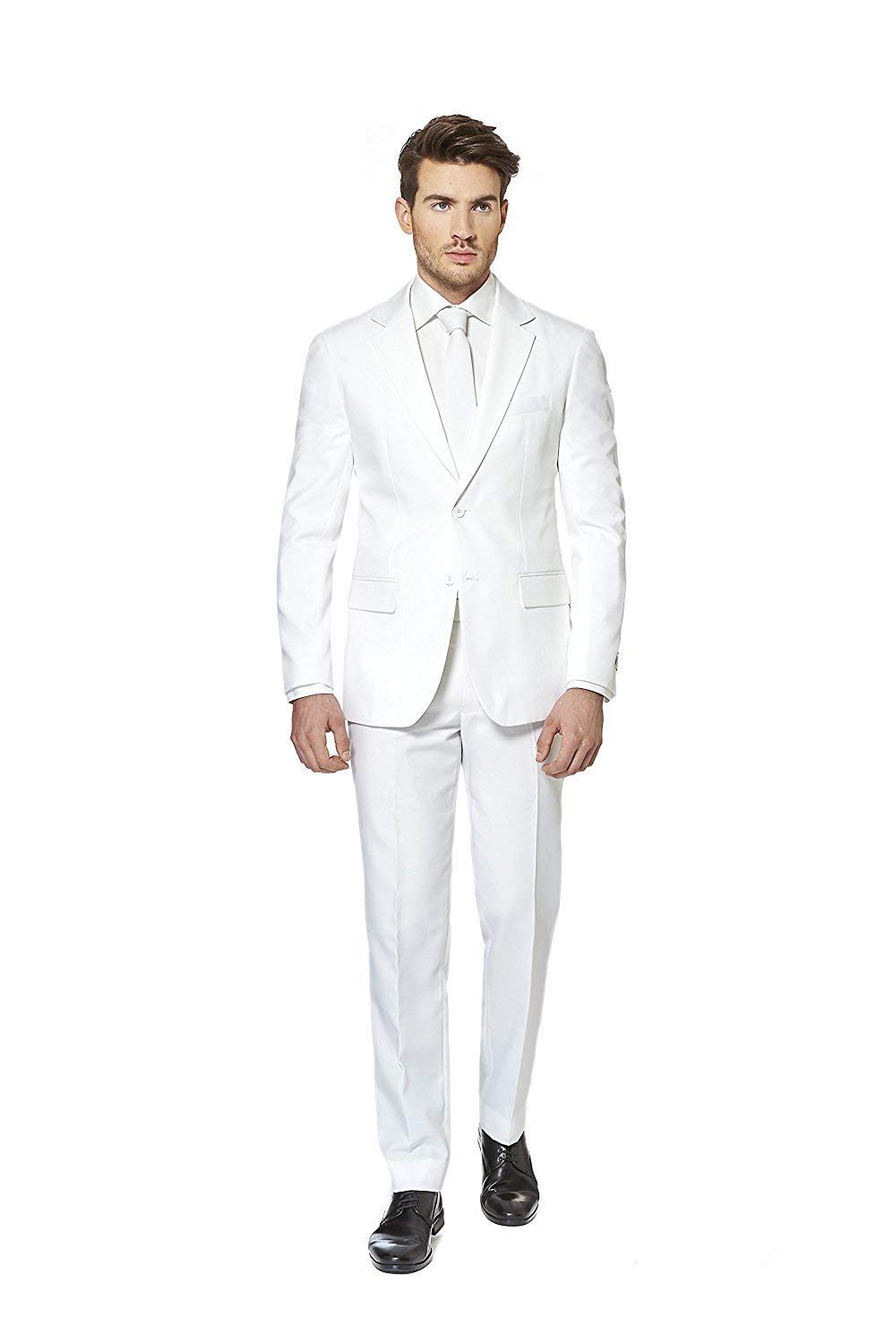 YYI Men's 2-Piece Suit Notch Lapel Two Buttons Business Wedding Prom Tuxedo Jacket & Pants Set White