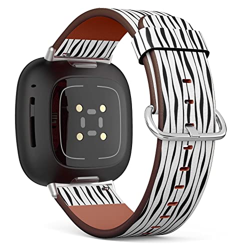 CJBROES Replacement Leather Watch Band, Compatible with Fitbit Versa 3 and Fitbit Sense of Wristband Bracelet Accessory - Stylised-Graphic-Stripes