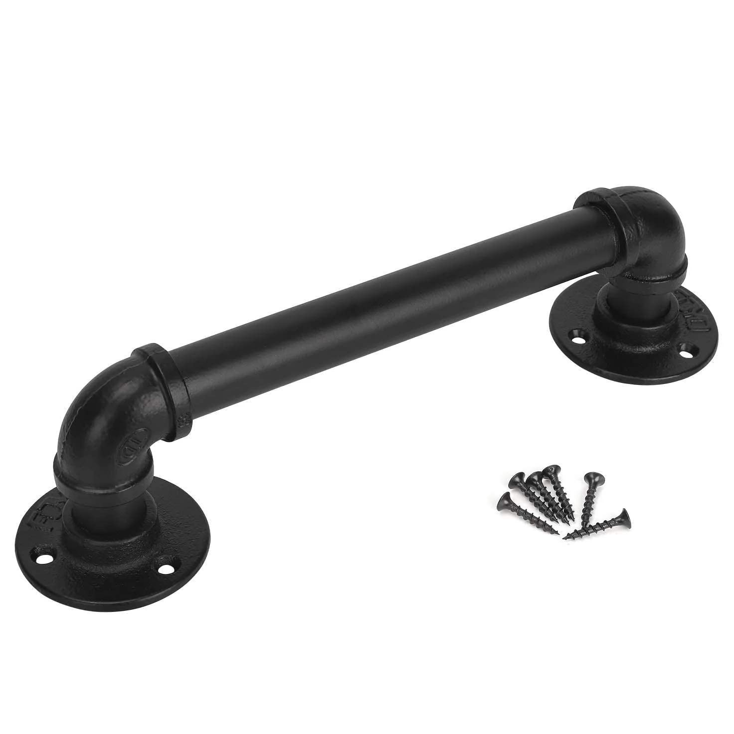 EAI Hand Rail for Stairs | Industrial Black Pipe | 2440mm | 2 Brackets 1 Centre Supports 1 Rail