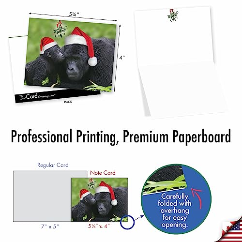 Image of The Best Card Company - 10 Blank Animal Christmas Note Cards for Men and Women - Assorted Bulk Holiday Cards for Men and Women, Fun Wildlife (4 x 5.12 Inch) - Holiday Animal Smackers M6594XSB