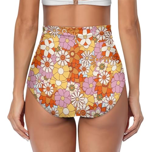 Vintage High-Waisted Swim Shorts Elastic Waist Women's Bathing Suit Bottoms for Surf Yoga2