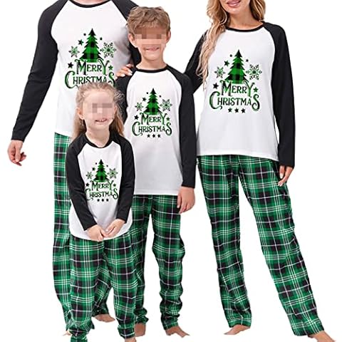 LOVHOT Christmas Matching Family Pyjamas Sets Christmas Pyjamas Family Reindeer Tartan Pajamas PJs Set for Baby Kids Men Women -Men Cover