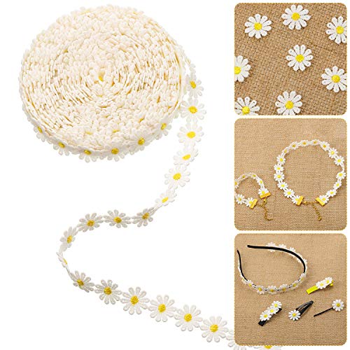 10 Yards Daisy Ribbon Diy Daisy Flower Trims Daisy Decorating Lace Trims Sun Flower Diy Ribbon Lace Daisy Sewing Embroidery Crafts For Wedding Dress Hair Band Clothes Decoration #TOP6