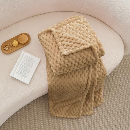 Image of BEDELITE Camel Throw Blanket for Couch, Soft Cozy Gifts for Women, 50 * 60 | 3D Jacquard Decorative Fleece Blanket, Super Soft Plush Throws, Cute Birthday Gift for Women & Men, Suitable for All Seasons