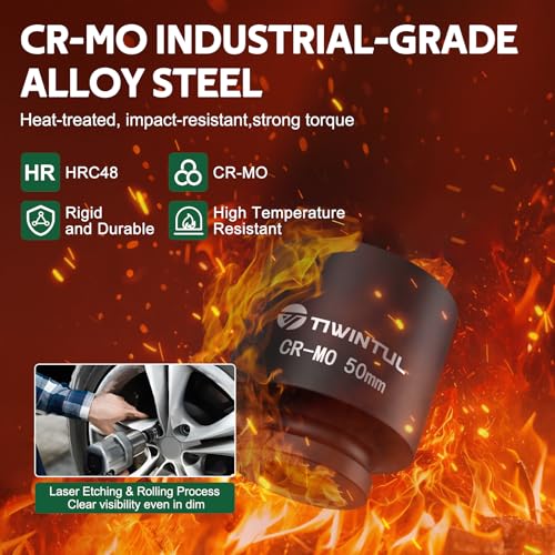 Image of 3 /4 inch Impact Socket Set 30 PCS, SAE 11 /16 inch - 2 inch & Metric 17-60mm | 6-Point Design, CR-MO Steel, Rugged Construction, Heavy Duty Large Impact Sockets for Construction & Agricultural Machinery