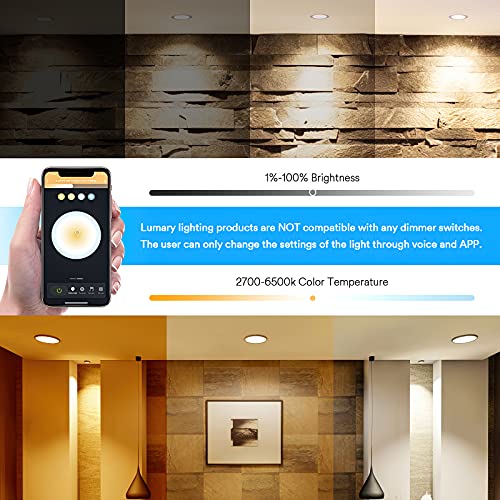 Lumary Smart Recessed Lighting 4 Inch - Ultra-Thin LED Recessed Lighting 9W 810LM Smart Can-Killer Downlight with… – תמונה 5