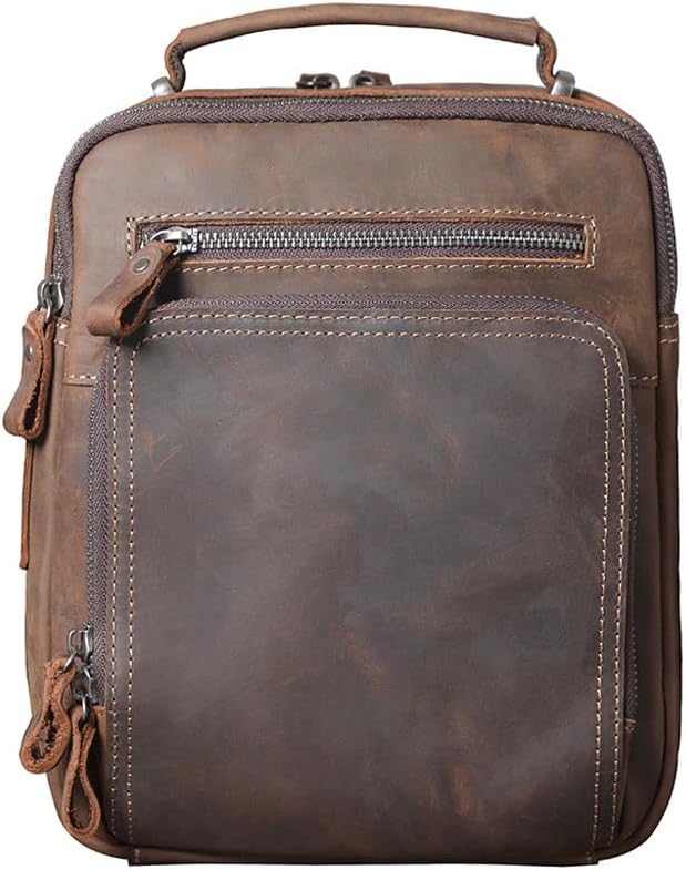 Top Layer Cowhide Men's Shoulder Bag Crossbody Daily Backpack