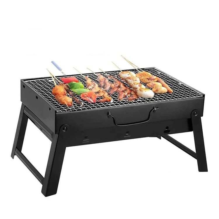 VIO Barbecue Grill Stainless Steel Charcoal Grill Foldable Durable Outdoor Household Camping BBQ Smoker for Outdoor Cooking Picnic Patio Backyard Camping Cooking (Small 43CM)