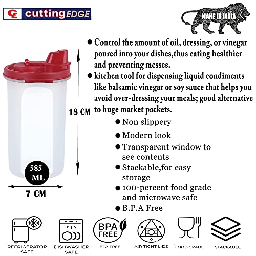 Image of Cutting EDGE 585 ML Smart Slim Oil Dispenser Airtight Dark Red (Set of 2) | BPA free food grade plastic material, recommended for storing oil, vinegar, Water, sauces, juice, kitchen Storage