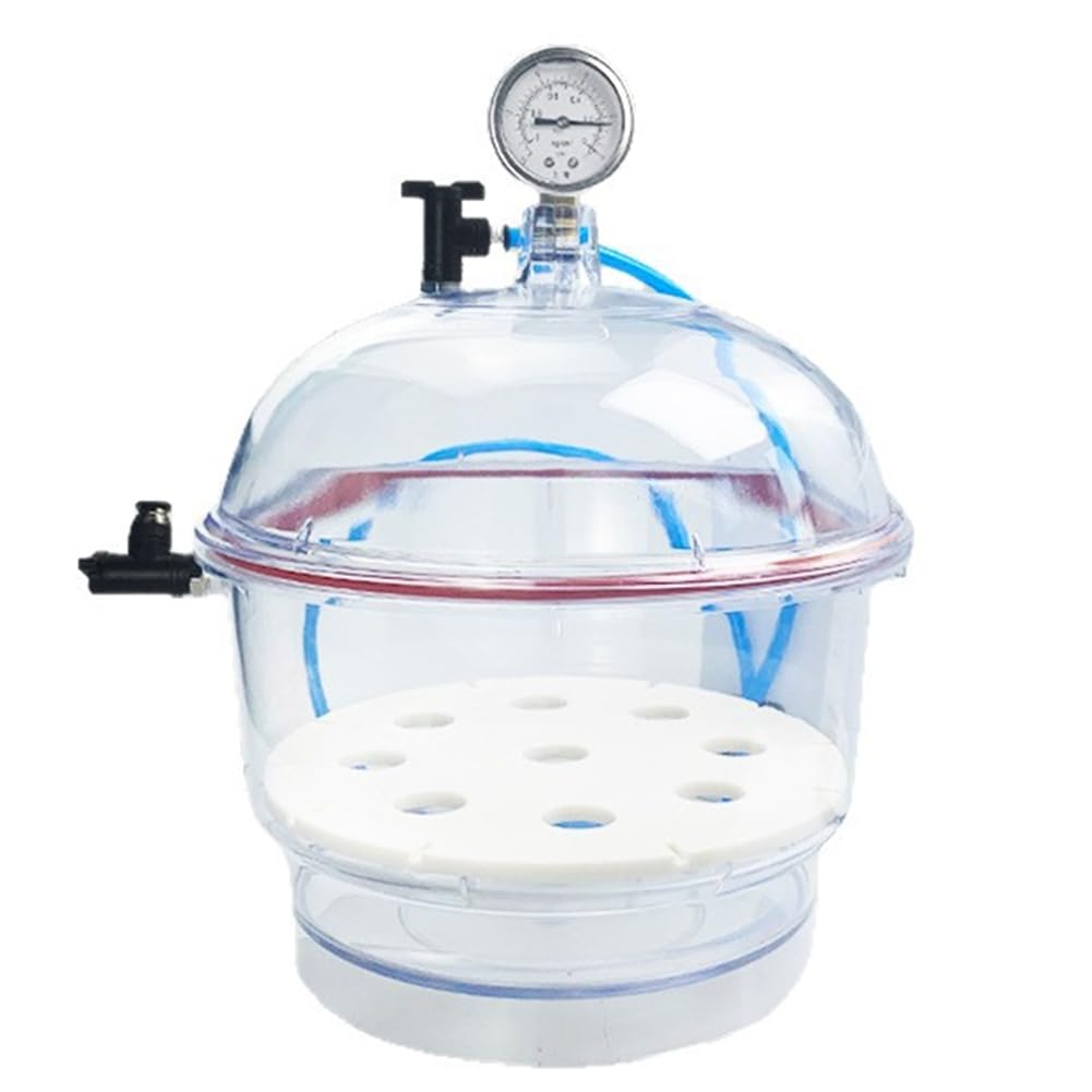 UDSKNV[KSL Double Valve Plastic Vacuum Dryer 150MM Laboratory Desiccator Storage Drying Equipment Featuring Pressure Gauge