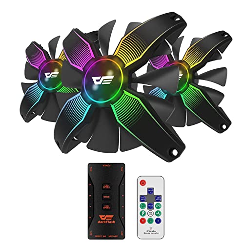 Darkflash 120Mm Rgb Case Fan Argb 3 Pack 5V 3-Pin Connector Mb Sync Fans Cable Management Silent Fan For Cpu Cooler/Radiator/Pc Chassis #TOP4