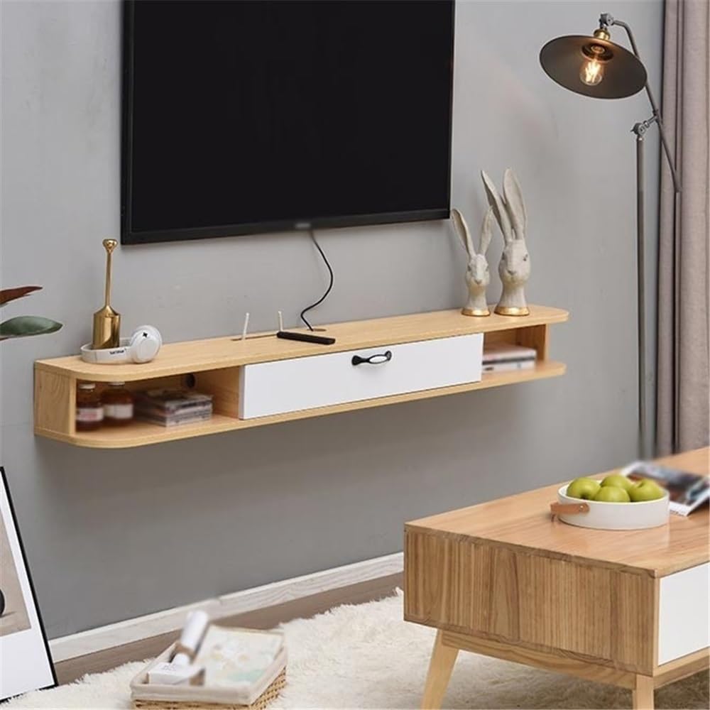 TV-Schrank Minimalistischer schwebender TV-Ständer, kleines Lagerregal for Wohnzimmer und Schlafzimmer mit Kabelmanagement Medienschrank(Weiß)