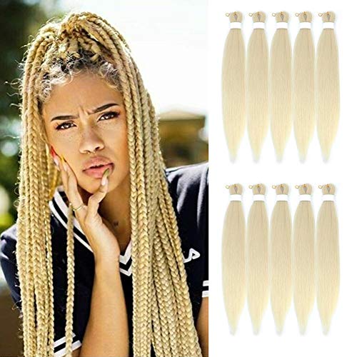 SYbeauty Pre Stretched Braiding Hair Extensions 26 Inch 10 Packs/Lot Synthetic Kanekalon Ombre Braiding Hair Professional Soft Yaki Texture Natural Easy Braid Crochet Hair (26", 613)