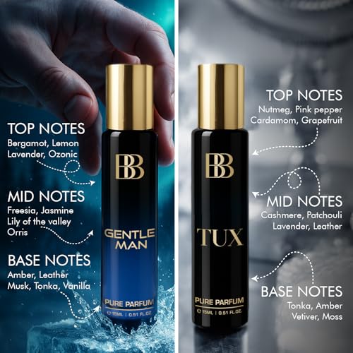 Image of Bergamot Beaute Gentleman & Tux Perfume Luxury Gift Set for Men Long Lasting Combo With Amber Musk & Leather 2 x 15 ml Travel Friendly | Perfume For Man