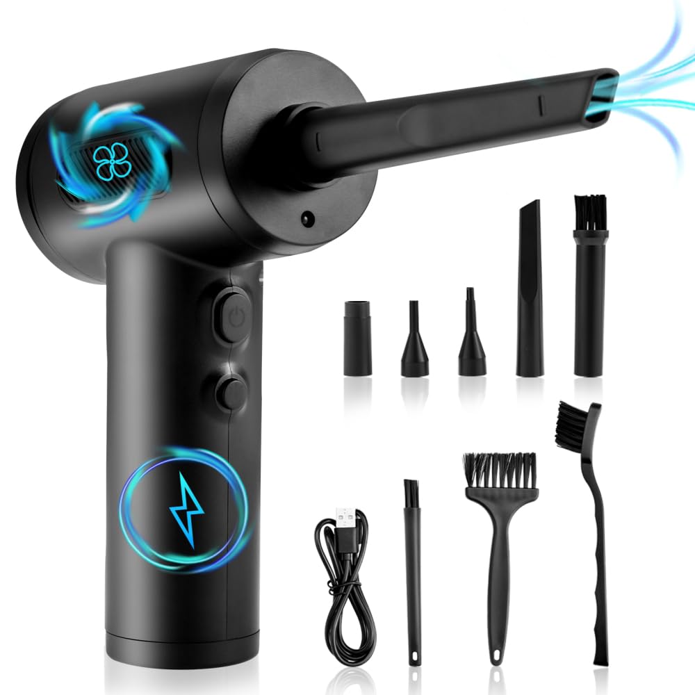 Compressed Air Duster, Computer Vacuum Cleaner, 3 Adjustable Speed, Reusable Cordless Electric Air Duster, Compressed Air Cleaner for Keyboard, Laptop, Computer
