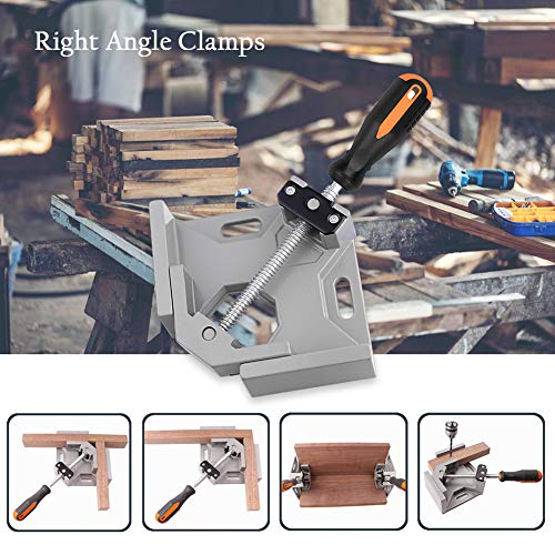 2 Pack Right Angle Clamp - 90 Degree Clamps For Woodworking, Single Handle Aluminum Alloy Corner Clamp With Adjustable Swing Jaw For Welding, Wood-Working, Drilling, Crafting Project #TOP3