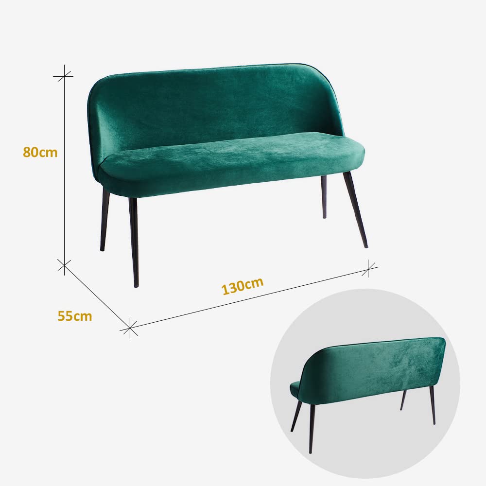 Divanetto verde, due posti, senza braccioli, in velluto - Panca da disimpegno, soggiorno, camera da letto o cabina armadio, (VERDE BOSCO) - Pronta consegna