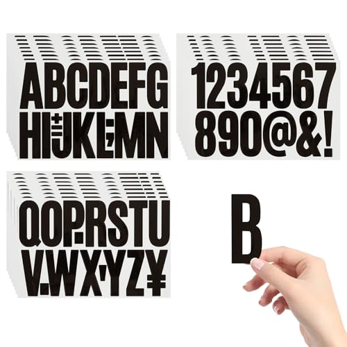 RAINHOL 3 Inch Black Letter Stickers 368 Pieces 8 Pack