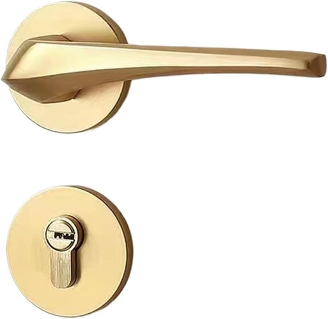 Indoor Golden Door Handle Set Simple Aluminum Alloy Magnetic Lock Bedroom Wooden Mute Anti-Theft(F-Style)