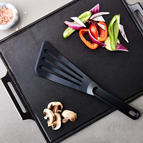 Image of Mercer Culinary Hell's Tools Hi-Heat Slotted Spatula, 12 Inch x 3.5 Inch, Black