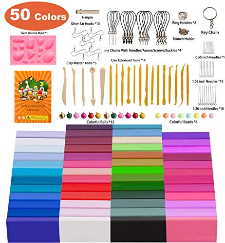 Polymer Clay, Farielyn-X 50 Colors 1 oz/Block Soft Oven Bake Modeling Clay Kit