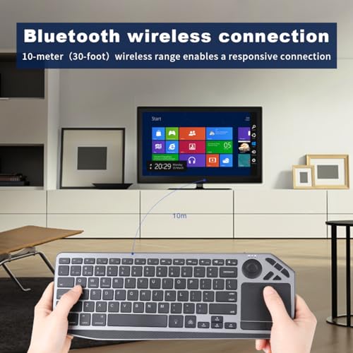 Coastacloud Slim Wireless TV Keyboard with Touchpad, 7-Colors Backlit PC/HTPC Bluetooth Keyboard Build in Trackpad with Media Control, Easy Connected with Windows/Android Laptop/Tablet/Chrome OS - Thumbnail 3