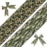 2 Rolls 10 Yards Camo Ribbon, 2.5 Inch Wide Camouflage Decor Ribbon for Military Lovers Birthday, Patriotic Decor, Hunting Party, Crafts, Bows, Wreaths, Gift Wrapping