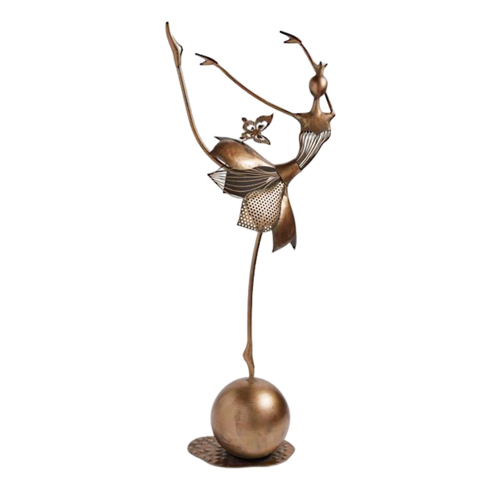 Estatua de jardín de niña bailarina de metal, adorno de bailarina de pie, escultura de arte de jardín, figura moderna de ballet para niña, estatua de bailarina, decoración de metal al aire libre